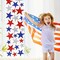6 Sheets Glitter Stars Window Clings Patriotic Glitter Blue Red White Stars Window Stickers Double-Sided 4th of July for Party Supplies